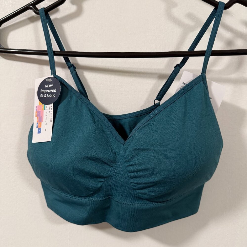 Jockey Generation Teal Green V-Neck Seamfree Stretch Cami Strap Bralette Size S
